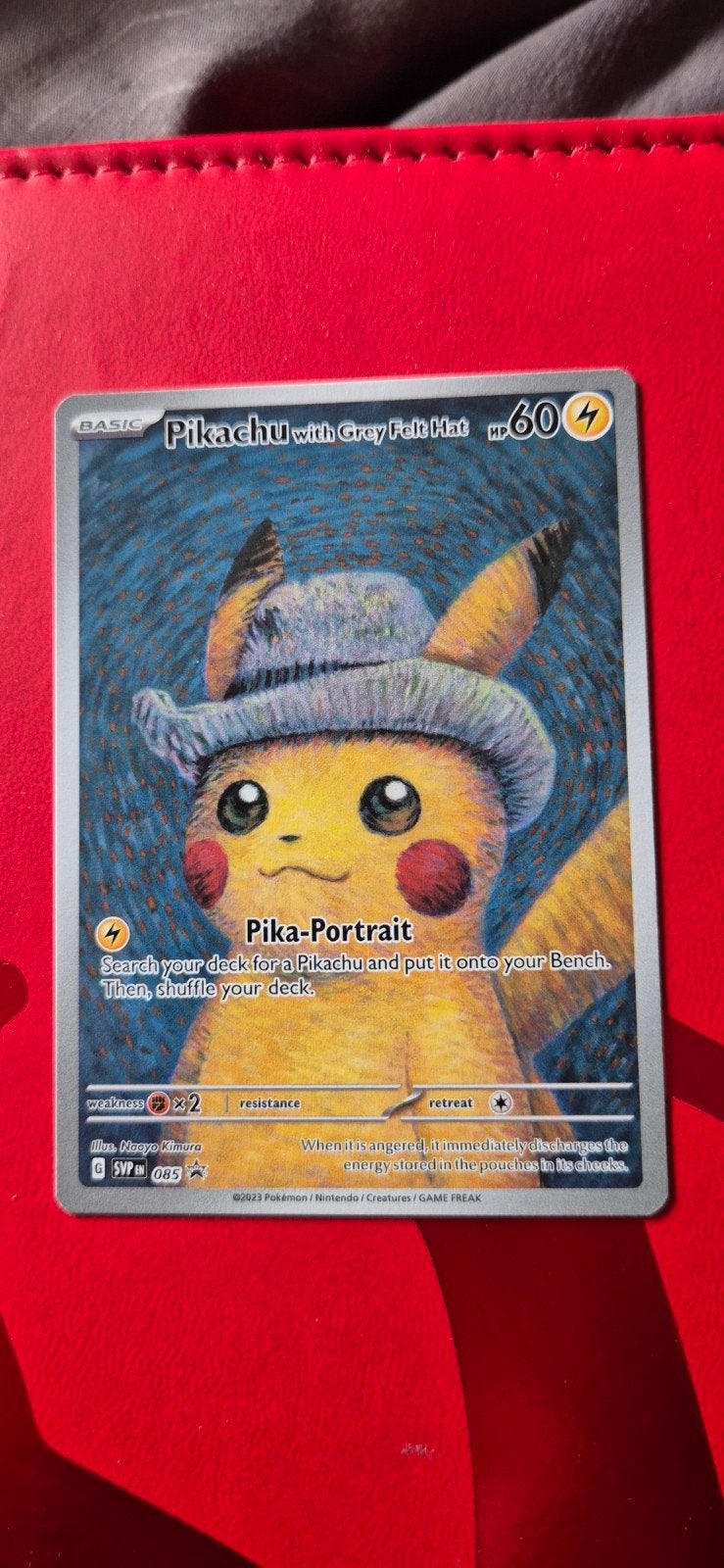 Pikachu with grey felt hat - Pikachu van Gogh, Ophalen of Verzenden, Zo goed als nieuw, Losse kaart