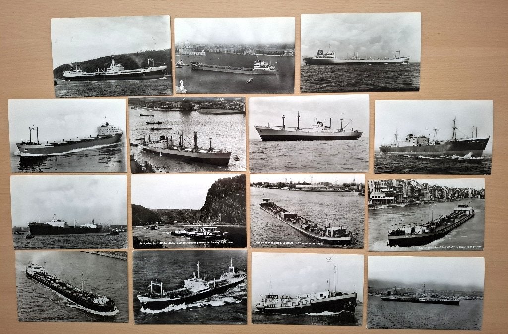 15 Kaarten schepen - Van Ommeren (echte foto's), Verzamelen, Ophalen of Verzenden, Zo goed als nieuw, Motorboot, Kaart, Foto of Prent