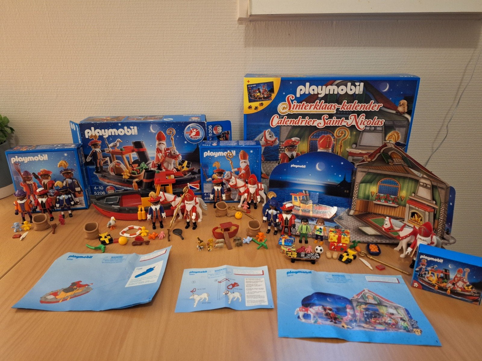 Playmobil Sinterklaas set: Kalender, stoomboot, Sint en Piet, Complete set, Overige typen, Ophalen of Verzenden, Zo goed als nieuw
