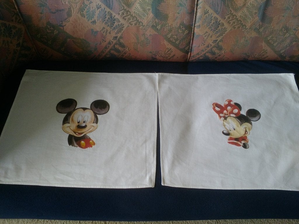 2x katoenen servet/servetten Disney Mickey en Minnie Mouse, Ophalen of Verzenden, Mickey Mouse, Nieuw, Overige typen