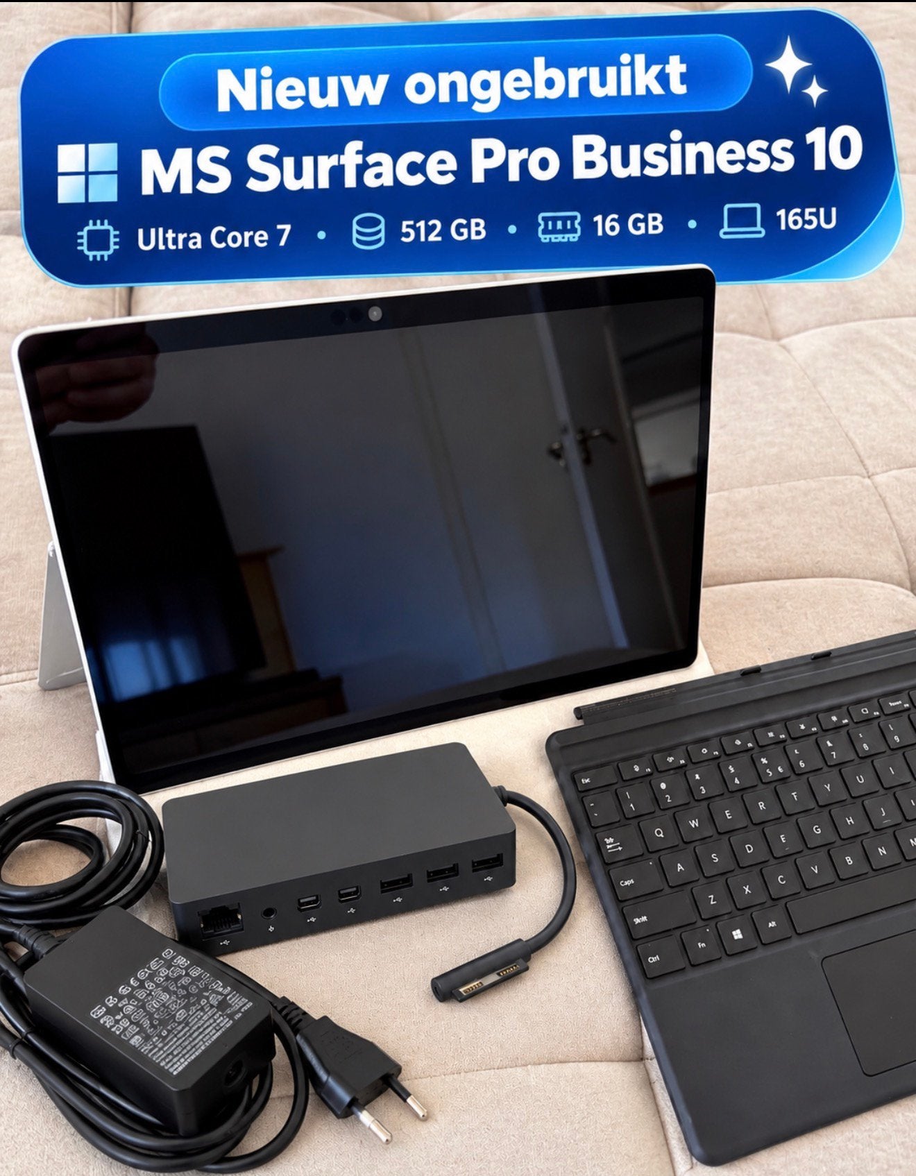 **MS SURFACE PRO 10 ULTRA CORE 7 512GB/16GB AI versie**, Computers en Software, Ophalen, Qwerty, 13 inch, Nieuw
