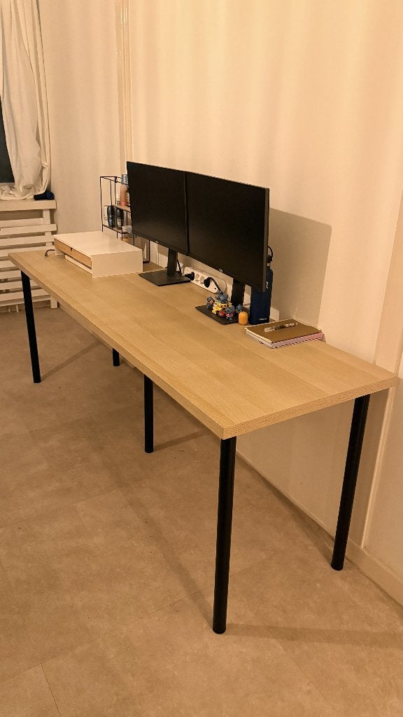 IKEA LAGKAPTEN bureau 200x60 cm met zwarte poten, Ophalen, Scandinavisch, Spaanplaat of MDF, Zo goed als nieuw