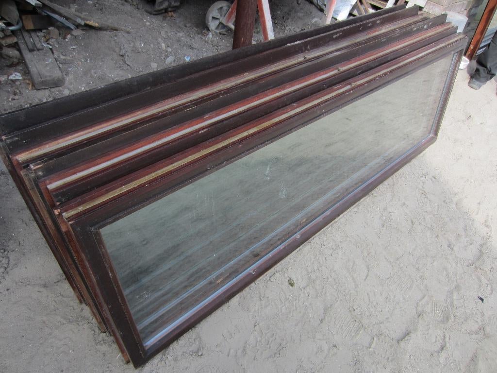 209hx130br Set 6 dubbele ramen in kozijn, dubbel glas + 3div, Tuin en Terras, Kassen, Ophalen, Glas, Zo goed als nieuw, Overige materialen