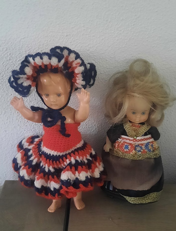 2 Leuke vintage popjes, Verzamelen, Poppen, Ophalen of Verzenden, Gebruikt, Pop