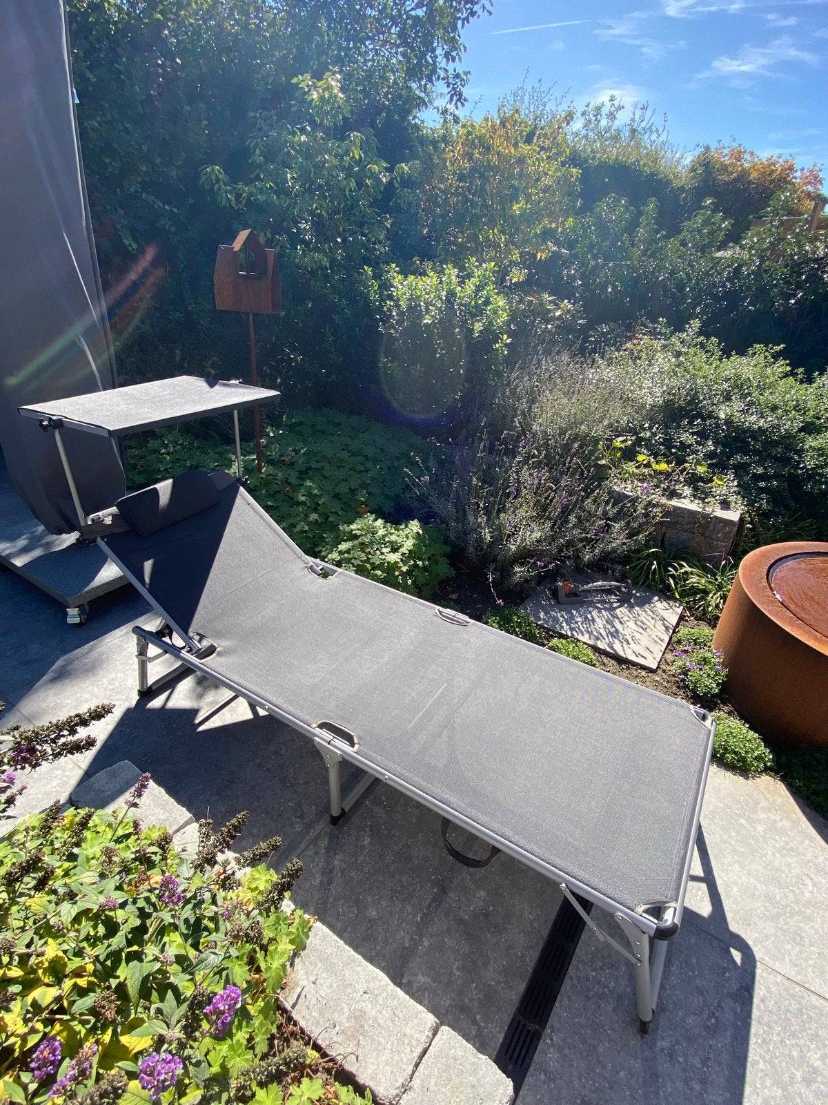 Florabest ligbed met zonnescherm, Tuin en Terras, Ophalen, Gebruikt, Aluminium, Inklapbaar
