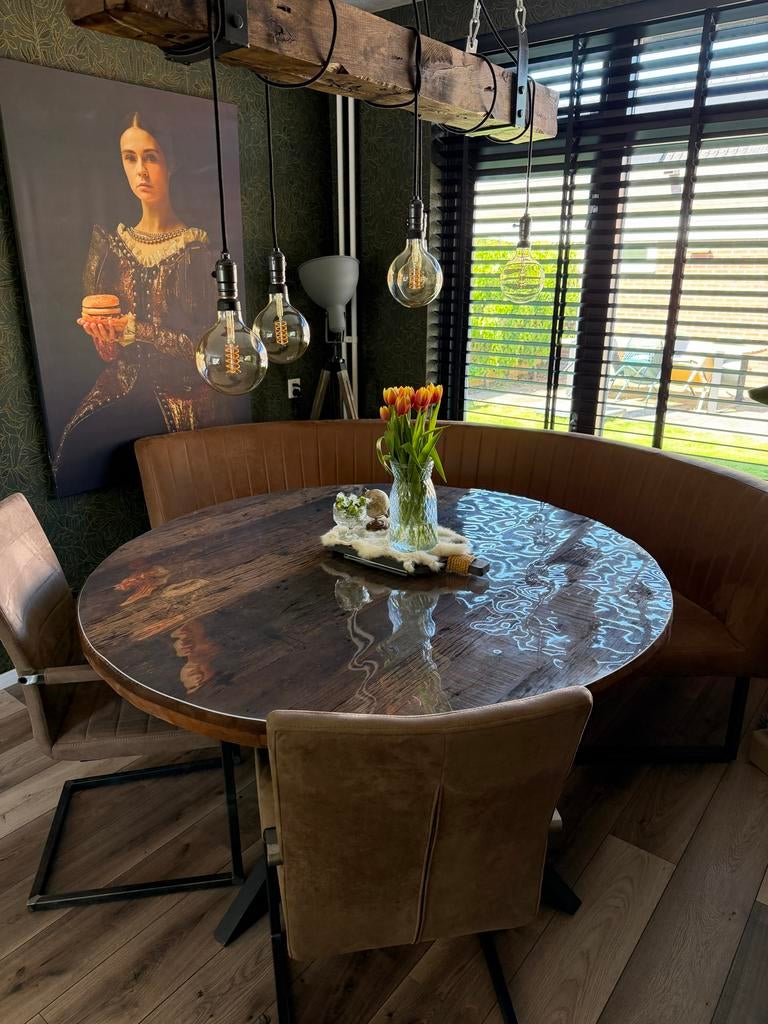 Luxe Halfronde eethoek Bank,, Ophalen, 250 tot 300 cm, Hoekbank, 75 tot 100 cm
