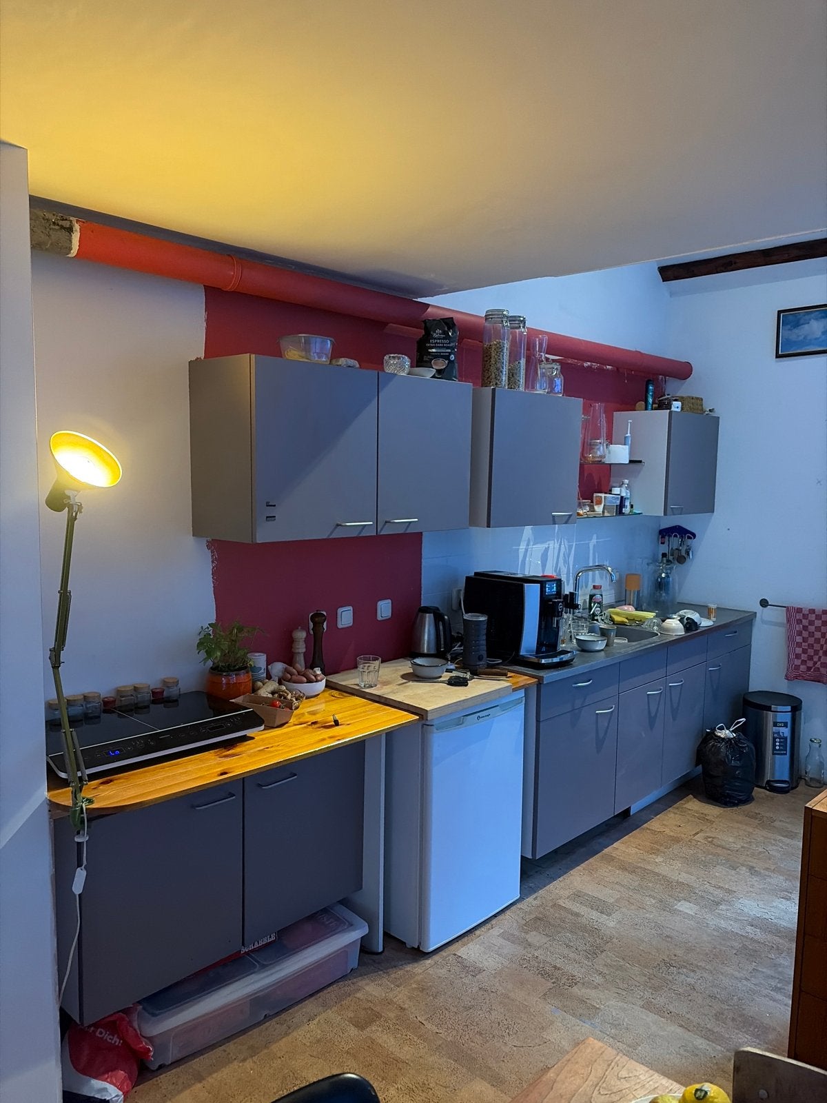Grijze keuken met diverse kastjes, Ophalen, Gebruikt, Grijs, Enkelwandige keuken