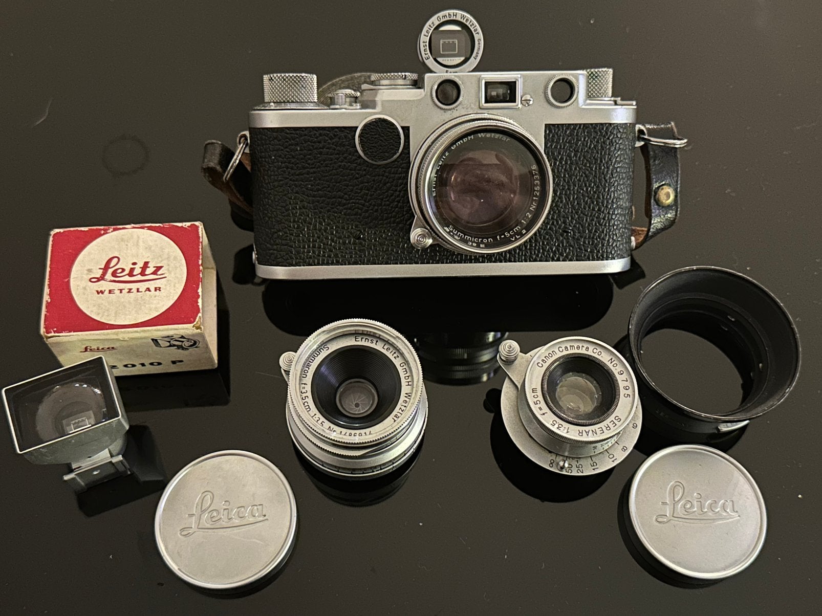 Prachtige vintage Leica IIIa 1936 +Summicron 5cm f/2 + SBLOO, Ophalen, Zo goed als nieuw, Compact, Leica
