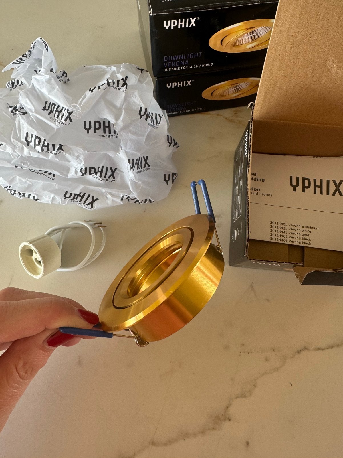 Inbouwspot Verona Rond Goud Kantelbaar Klemveren inbouwspots, Ophalen of Verzenden, Nieuw