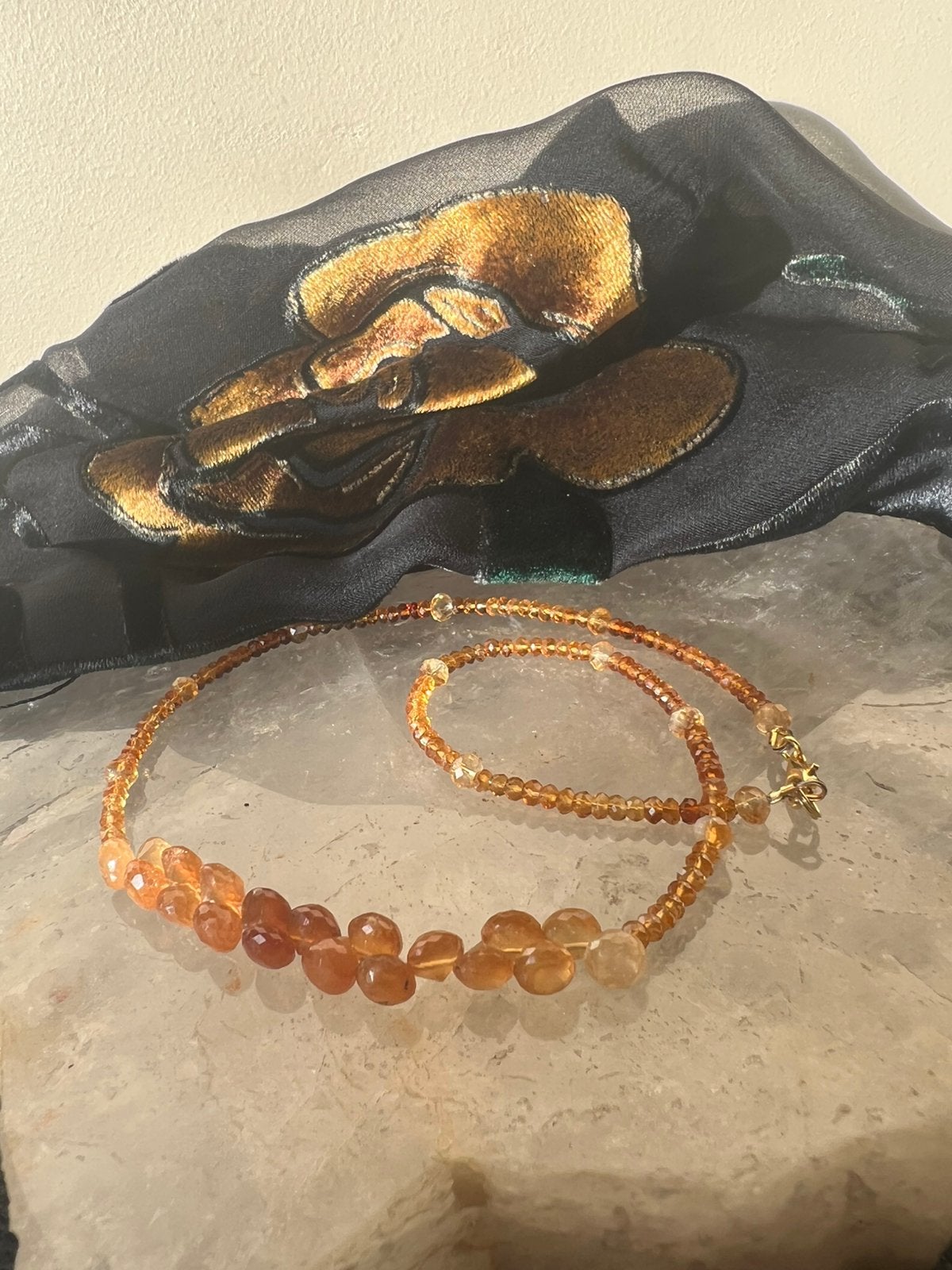 Granaat hessoniet citrien Madeira beschermt power geluk TIP, Sieraden, Tassen en Uiterlijk, Kettingen, Nieuw, Oranje, Ophalen of Verzenden
