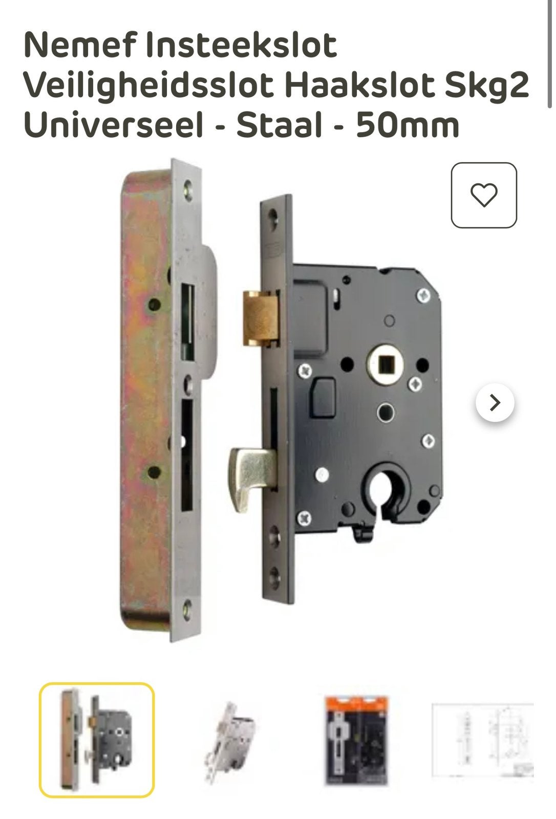 Nemef Insteekslot Veiligheidsslot Haakslot Skg2  - 50mm, Ophalen of Verzenden, Nieuw, Rvs, Slot