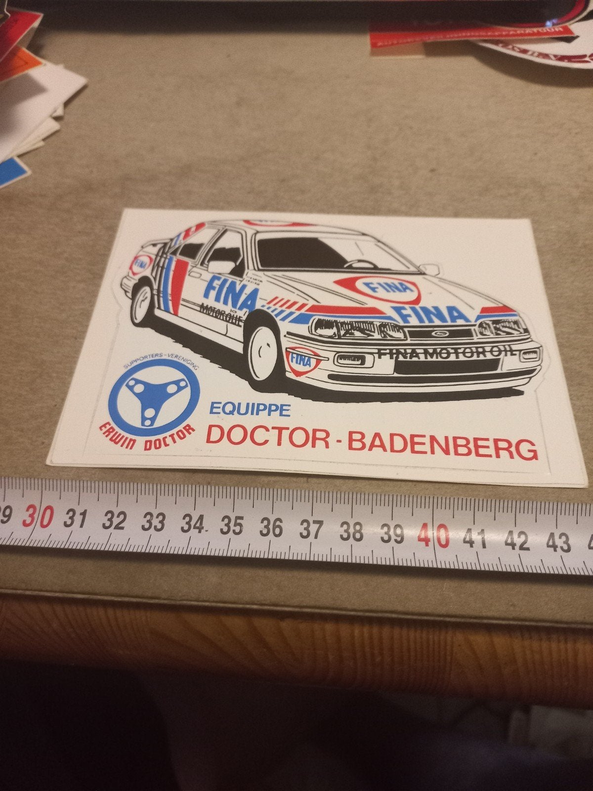 Vintage FINA Rally Auto for Sticker - Erwin Doctor Badenberg, Ophalen of Verzenden