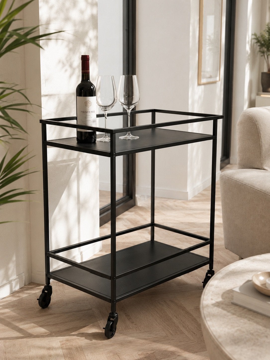 House Nordic Bar Trolley Vita – Zwart, Ophalen, Zo goed als nieuw, Metaal