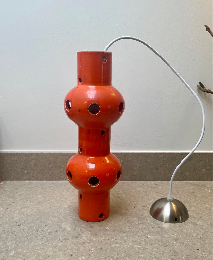 Retro keramieken vintage seventies hanglamp ‘70, Ophalen of Verzenden, Gebruikt, Overige materialen, Minder dan 50 cm
