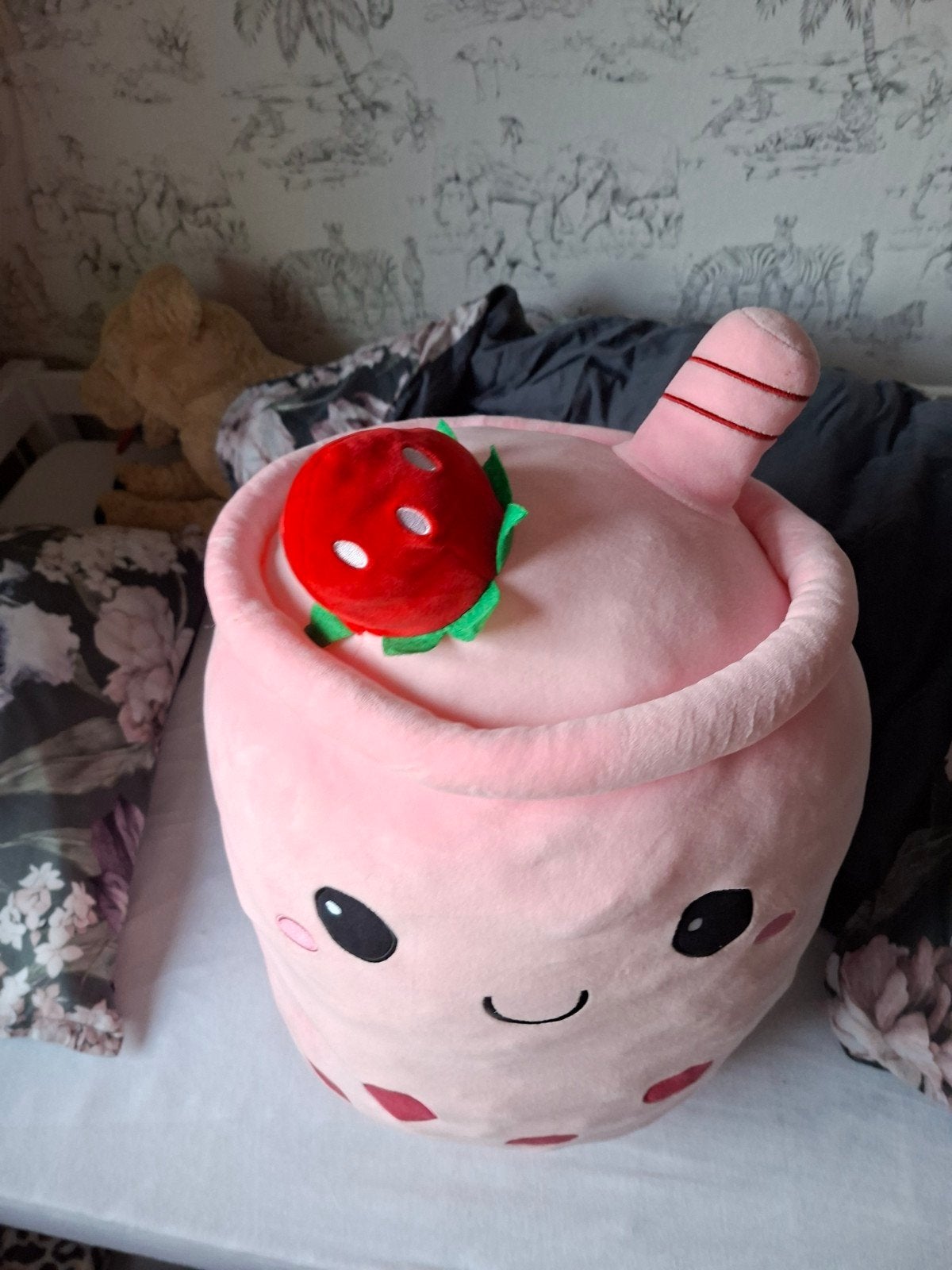 Grote Bubble Tea knuffel, Roze, Ophalen, Zo goed als nieuw, Overige typen