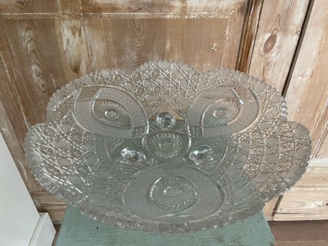 Grote glazen fruitschaal. Schaal van glas fruit. Vintage., Huis en Inrichting, Ophalen, Schaal, Rond, Glas