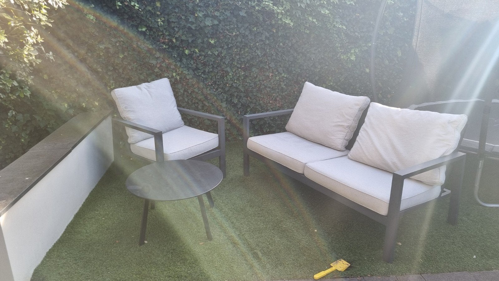 loungeset antraciet frame met lichte kussens, Tuin en Terras, Tuinsets en Loungesets, Ophalen, Gebruikt, 3 zitplaatsen, Aluminium
