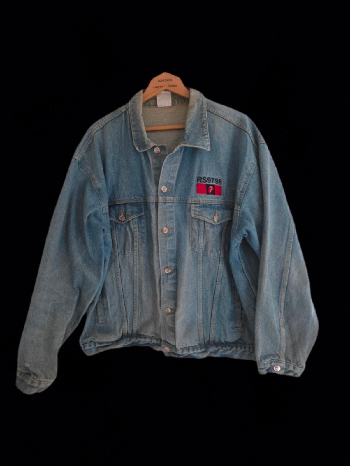 Vintage The Rolling Stones spijker/ denim jas of jack- Maat, Maat 52/54 (L), Blauw, Ophalen of Verzenden, Gedragen