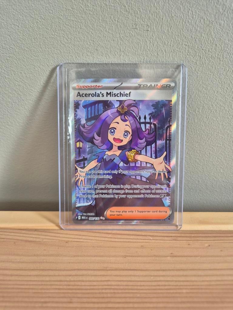 Acerola's Mischief MEG 165, Hobby en Vrije tijd, Verzamelkaartspellen | Pokémon, Ophalen of Verzenden, Zo goed als nieuw, Losse kaart