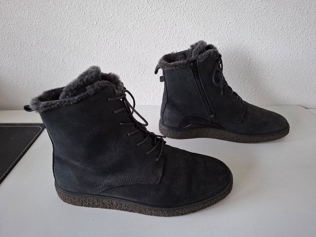 <>  Ecco maat 40 Crepetray W / zwarte laarzen rits en veters, Ecco, Verzenden, Zwart, Lage of Enkellaarzen