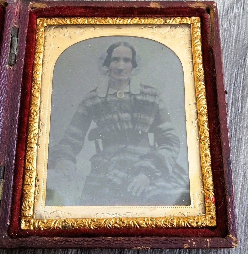 Omstreeks 1850 Pasfoto Foto Houder Daguerreotype Tintype