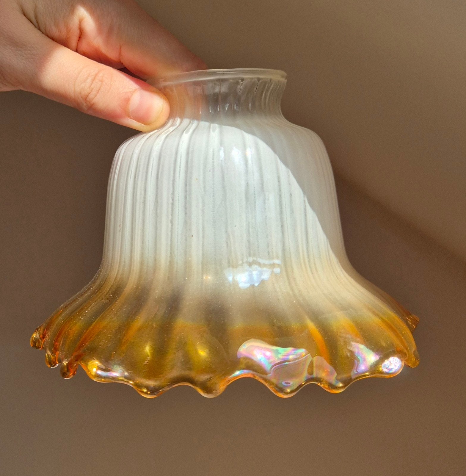 Set van 3 vintage glazen lampenkappen vermoedelijk Μurano, Huis en Inrichting, Lampen | Lampenkappen, Gebruikt, Ophalen of Verzenden