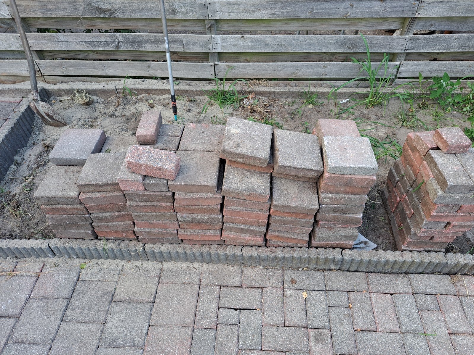 Gratis dubbele klinkers 20x20x8, Ophalen, Gebruikt, Klinkers, Minder dan 5 m²