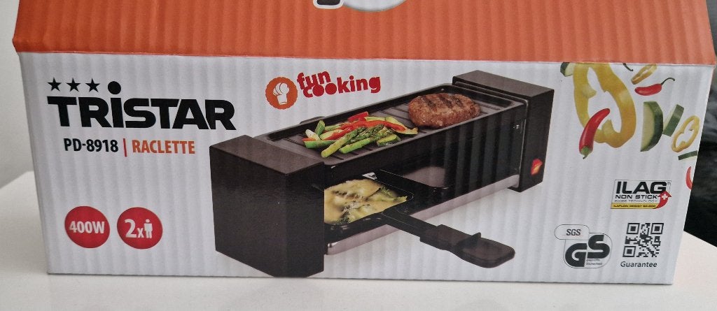 Tristar PD-8918 raclette 2-persoons z.g.a.n., Witgoed en Apparatuur, Ophalen of Verzenden, Zo goed als nieuw, Minder dan 4 personen