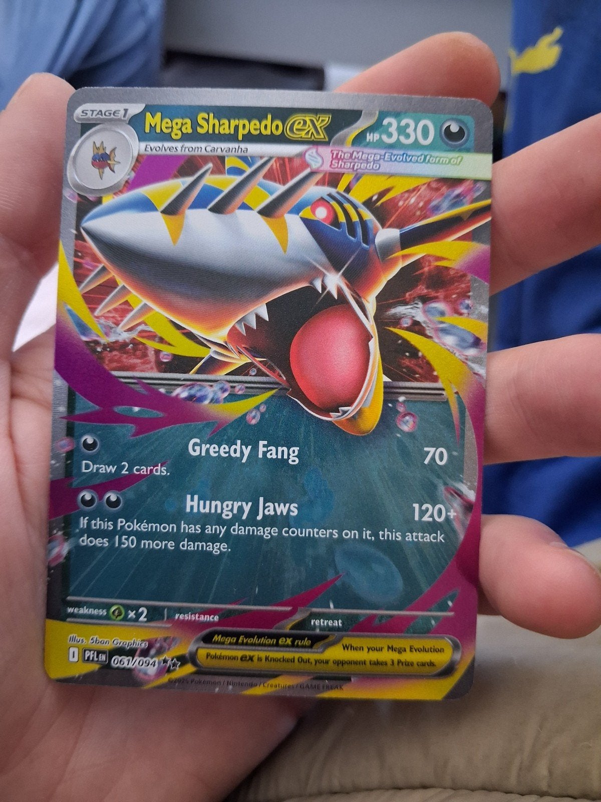 Mega Sharpedo EX Pokémon kaart - Zeldzaam!, Ophalen of Verzenden, Zo goed als nieuw, Losse kaart