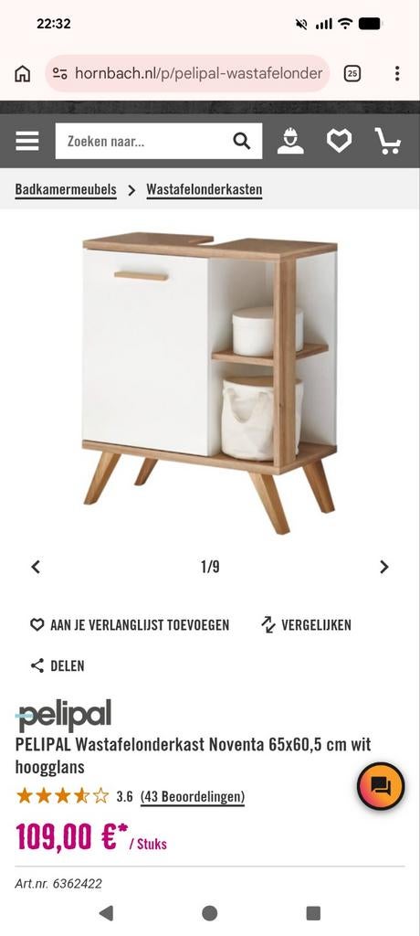 Nieuw leuk wastafel kastje voor badkamer of wc!, Huis en Inrichting, Badkamer | Badkamermeubels, Ophalen, Nieuw, 50 tot 100 cm