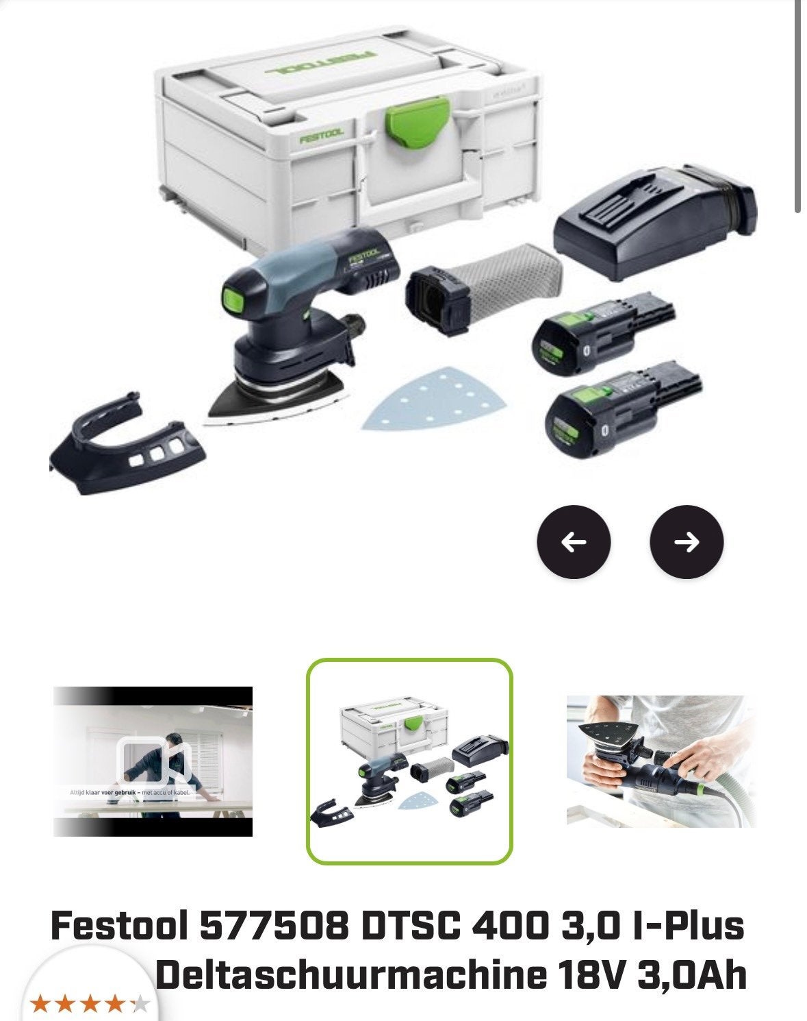 Festool schuurmachine 2x accu snel charge, Ophalen of Verzenden, Zo goed als nieuw, Boor- en Schroefmachine
