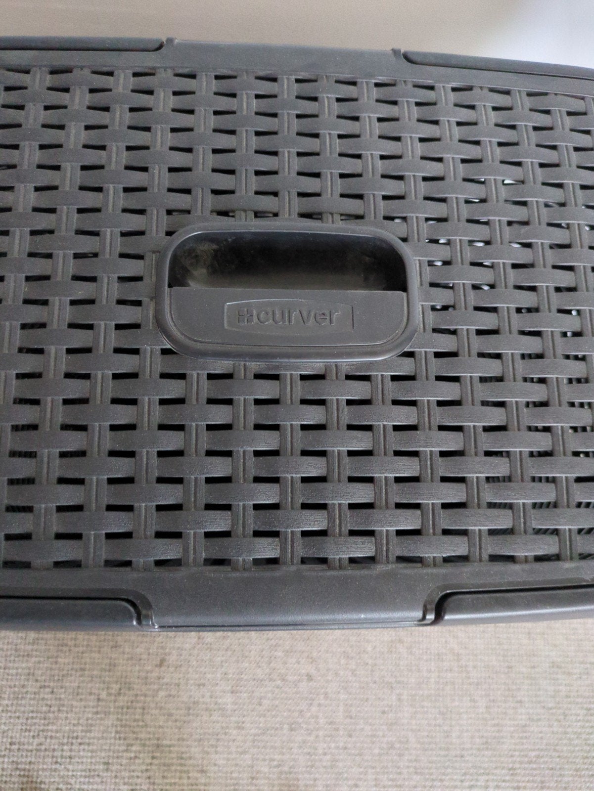 Curver Wasmand Donkergrijs Rattan Look, Ophalen, Kunststof, Zo goed als nieuw, Modern