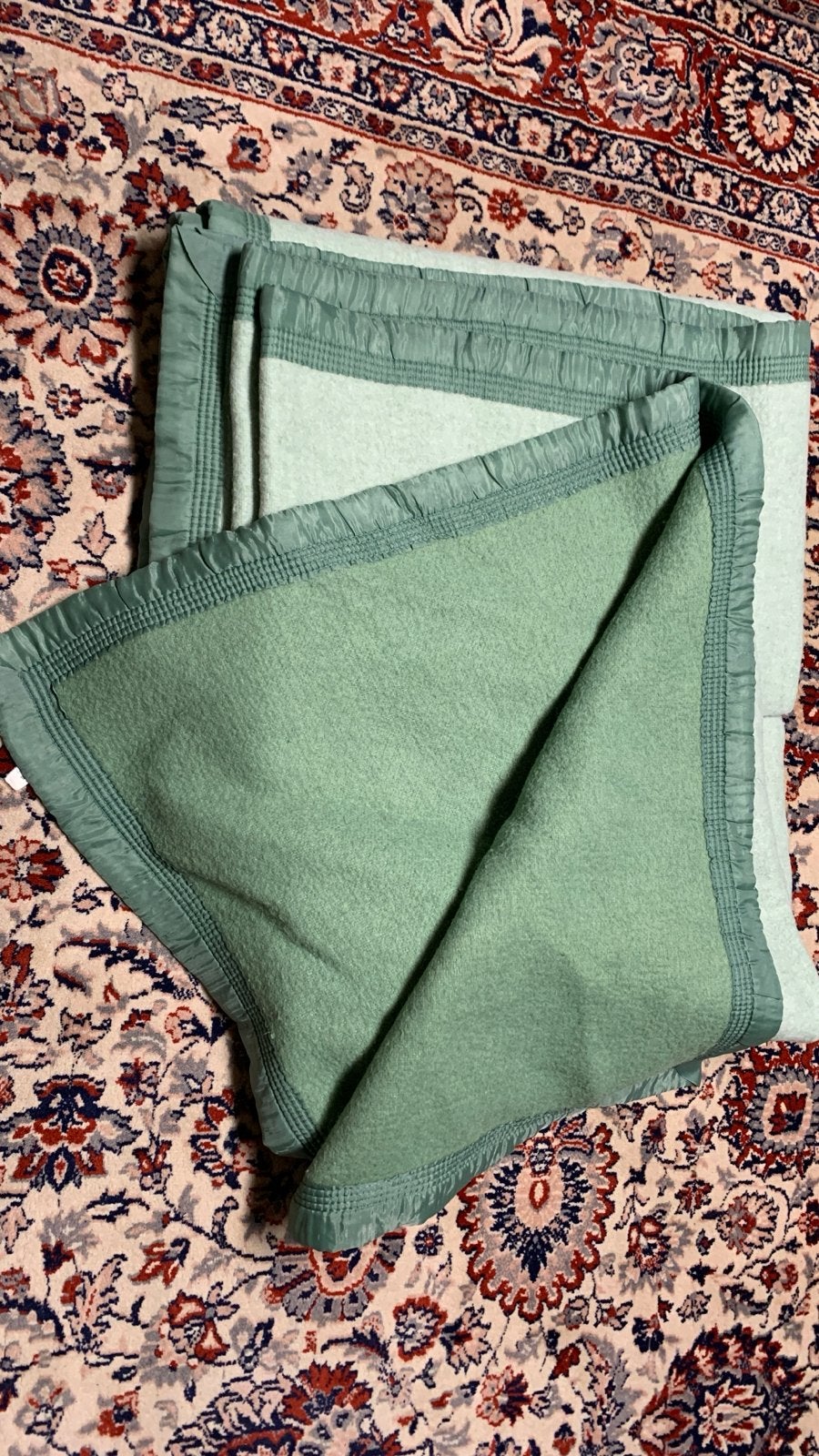 Vintage Groene acryl Deken - Warm en Comfortabel,220x240, Ophalen of Verzenden, Gebruikt