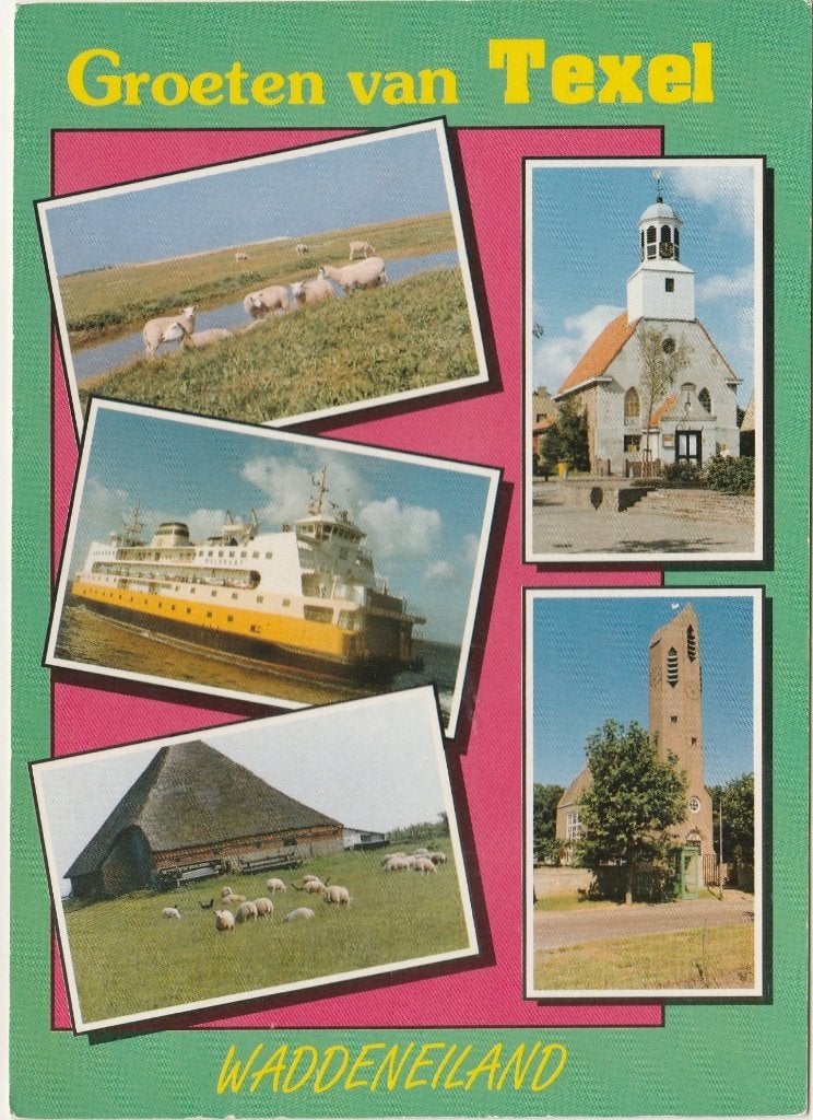 TEXEL Veerboot Schapenboet Kerken Groeten, Verzenden, 1980 tot heden, Gelopen, Waddeneilanden