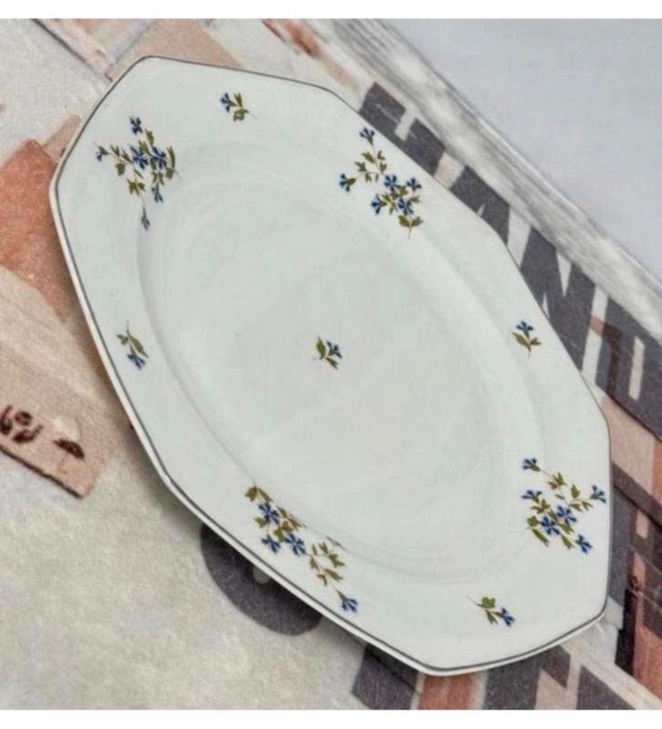 Antiek 1910 porseleinen Frans bord 32cm Limoges de Barbeaux, Antiek en Kunst, Ophalen of Verzenden
