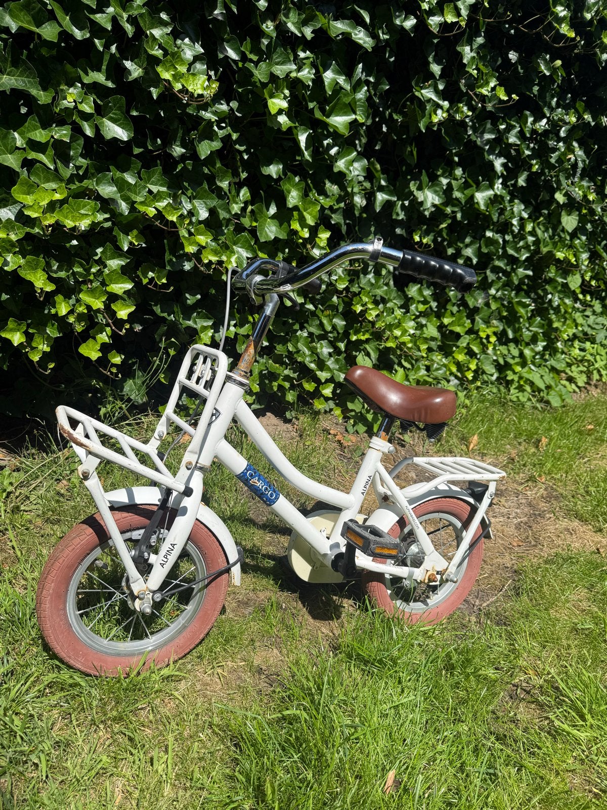 Alpina Cargo kinderfiets - Wit, Fietsen en Brommers, Fietsen | Kinderfietsjes, Ophalen of Verzenden, Gebruikt, Terugtraprem, Minder dan 16 inch