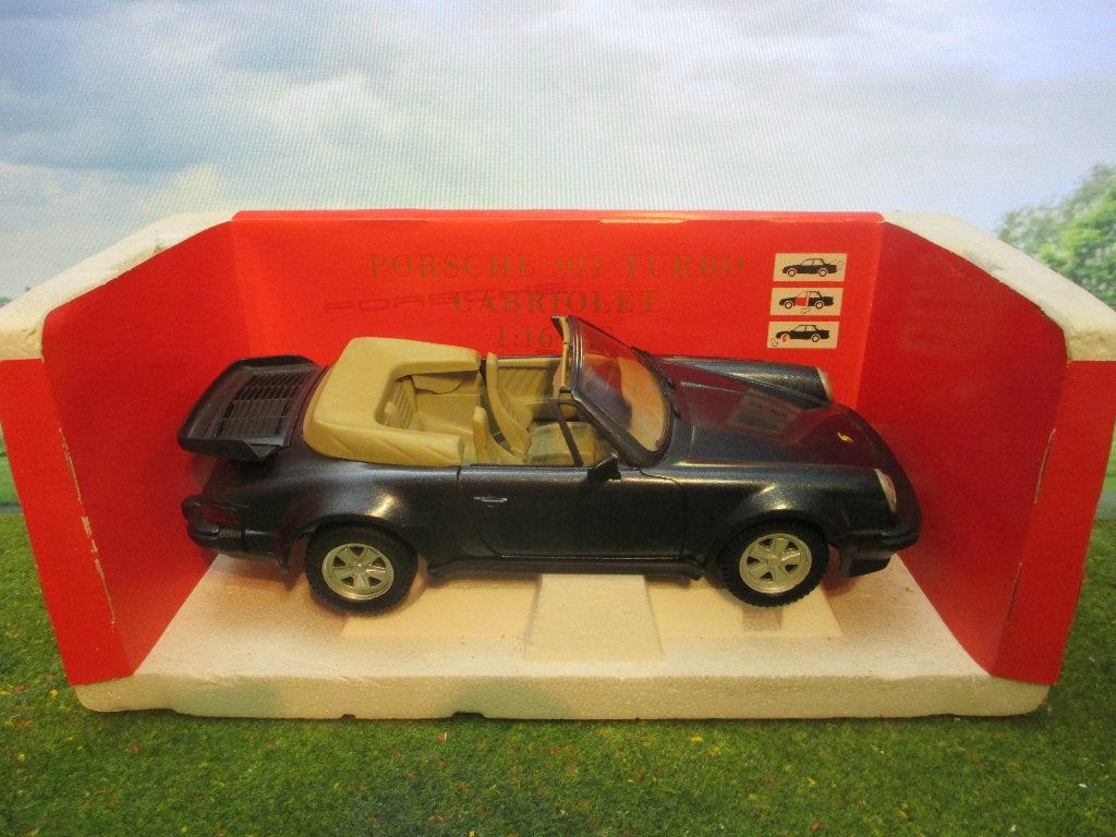 1/16 Porsche 930 911 Cabrio Turbo Polistil Blauw +beige int., Hobby en Vrije tijd, Modelauto's | 1:18, Ophalen of Verzenden, Zo goed als nieuw