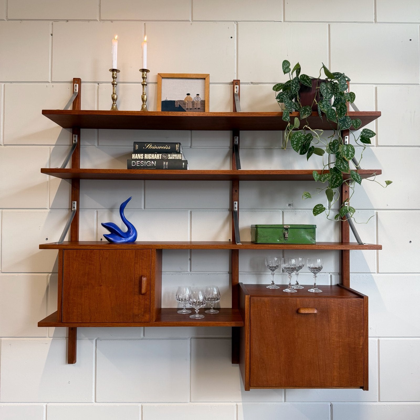 - Vintage wandmeubel, teak -, Gebruikt, ., Ophalen of Verzenden, Minder dan 100 cm