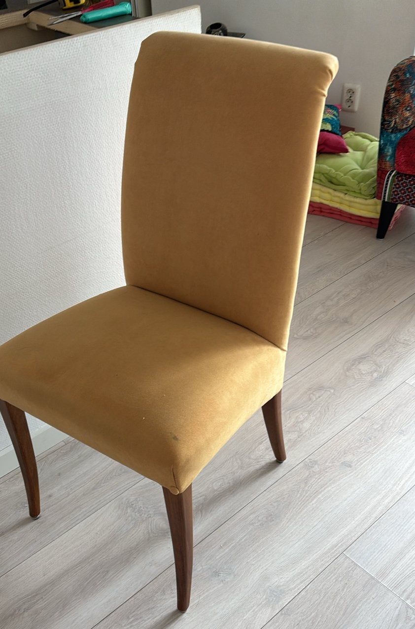 4 Stijlvolle okergele eetkamerstoel, Ophalen, Gebruikt, Overige kleuren, Vier