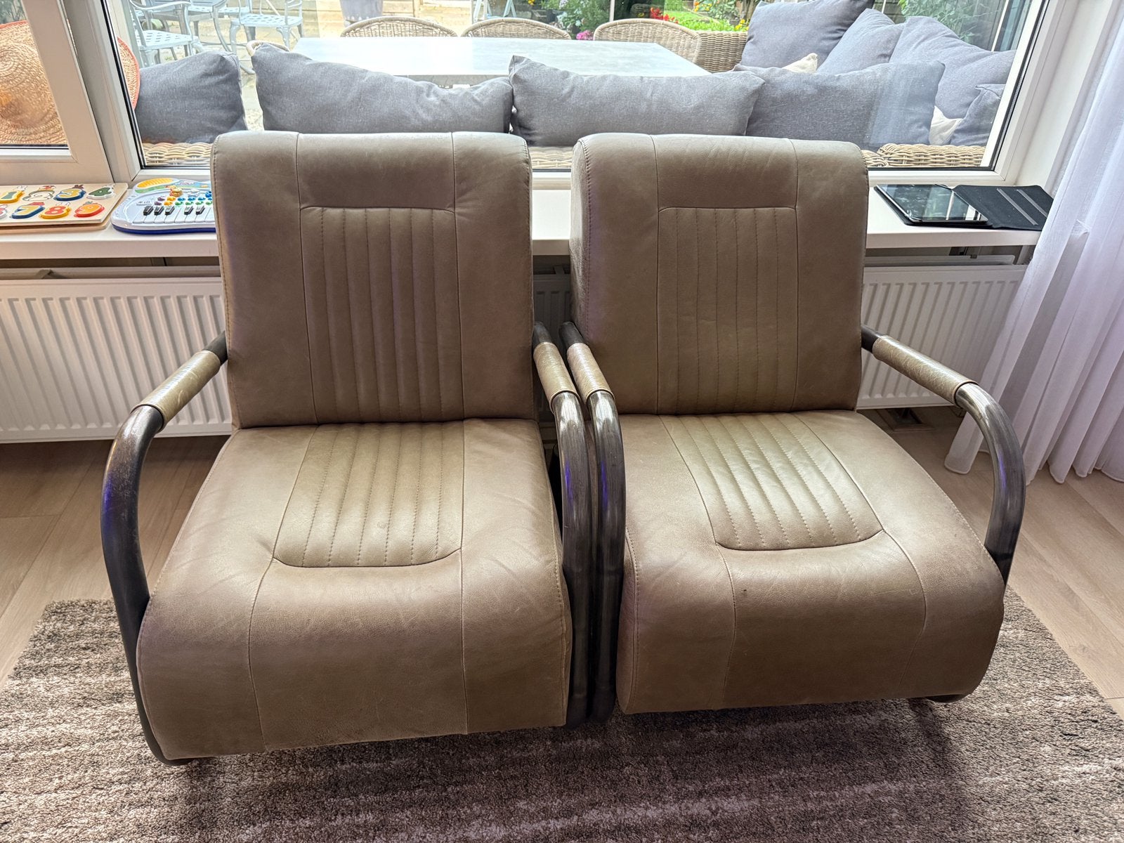 Hele mooie leren fauteuils, Huis en Inrichting, Fauteuils, Ophalen, Zo goed als nieuw, 50 tot 75 cm, Leer