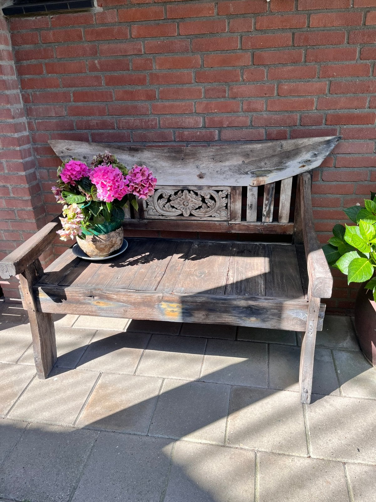 Oude antieke station bank bieden vanaf €.90,-, Ophalen, Gebruikt, Teakhout