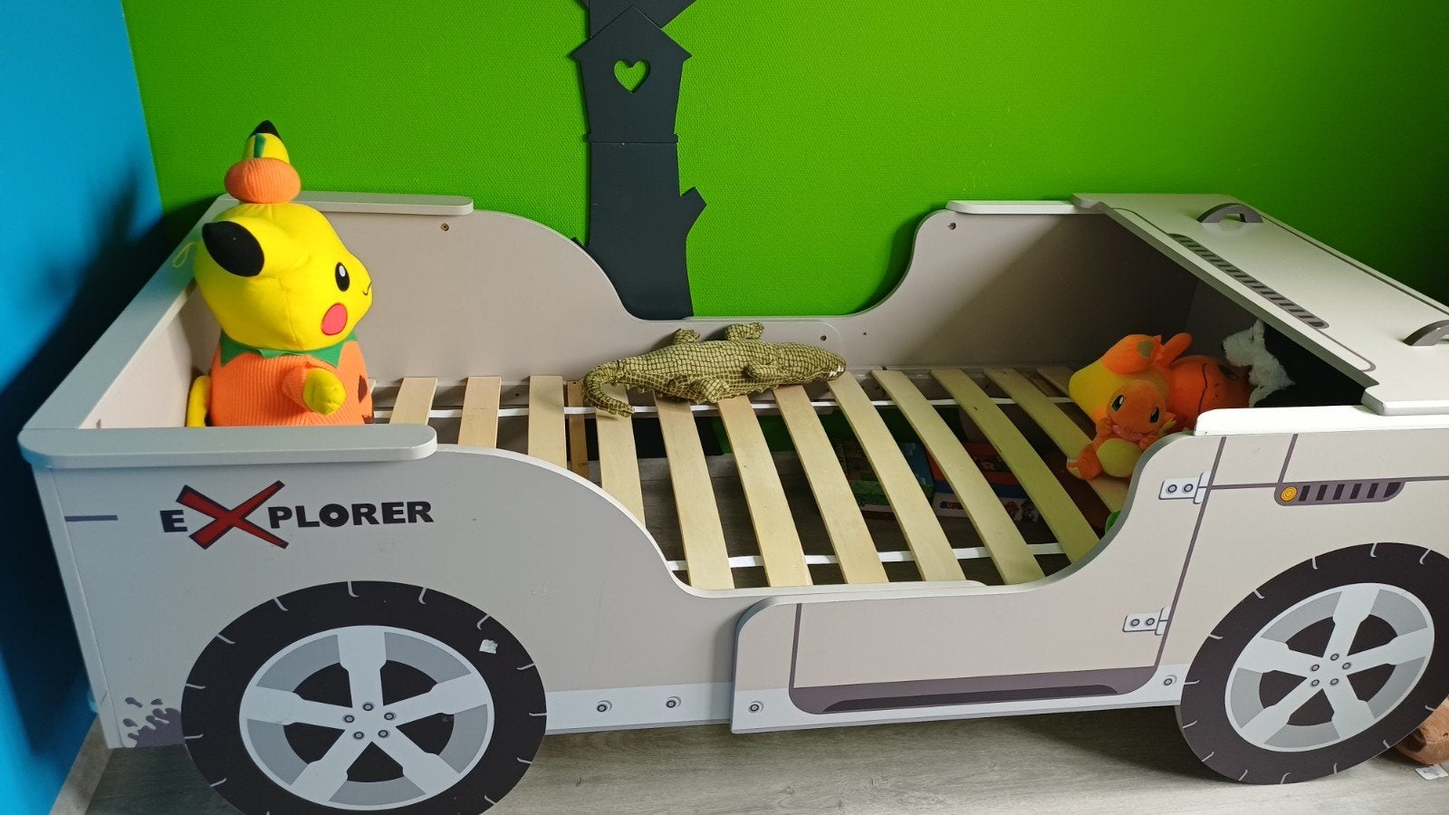 Safari  bed jeep, Ophalen of Verzenden, Tweepersoons, Hout