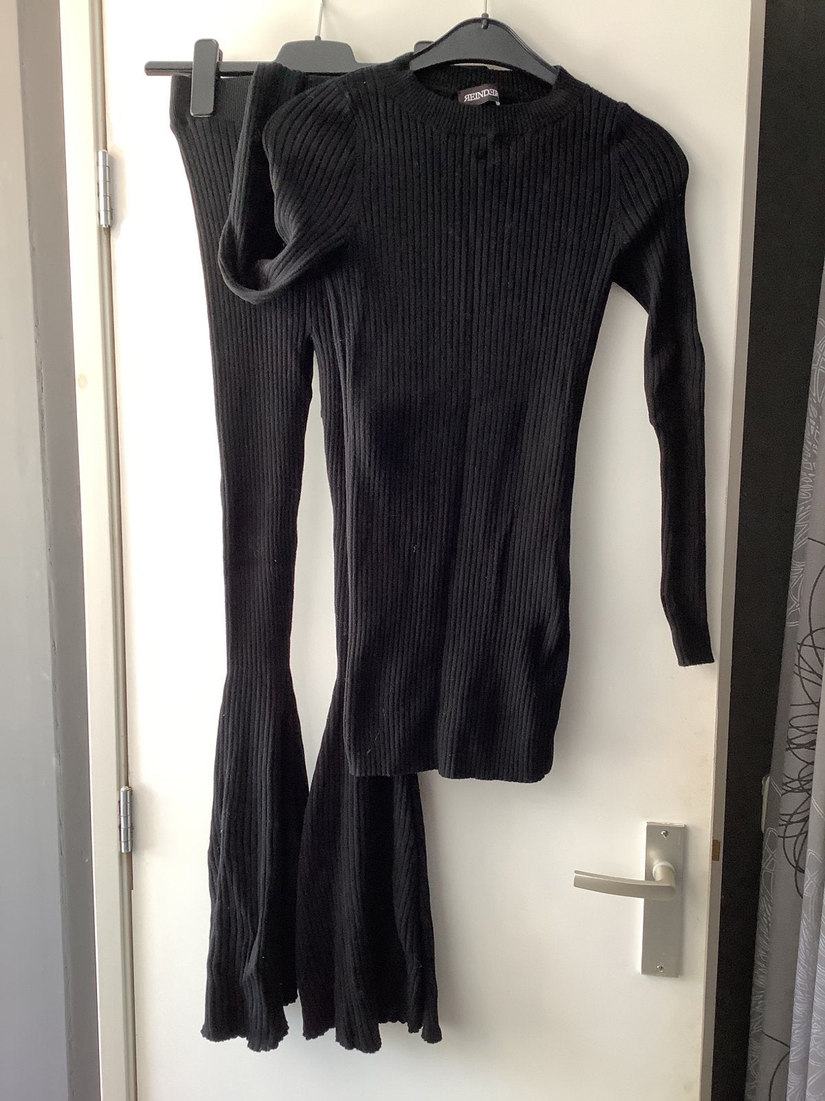 Reinders Ribbed Co-ord Set Zwart Maat S, Ophalen of Verzenden, Zo goed als nieuw, Maat 36 (S), Zwart