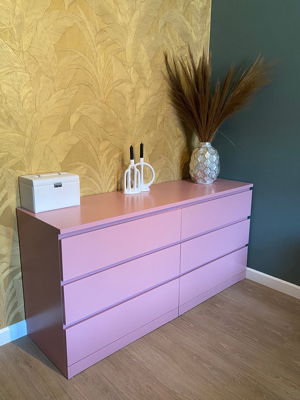 Roze ikea malm ladekast (6 lade), Huis en Inrichting, Kasten | Ladekasten, Ophalen, 50 tot 100 cm, Zo goed als nieuw, 3 of 4 laden