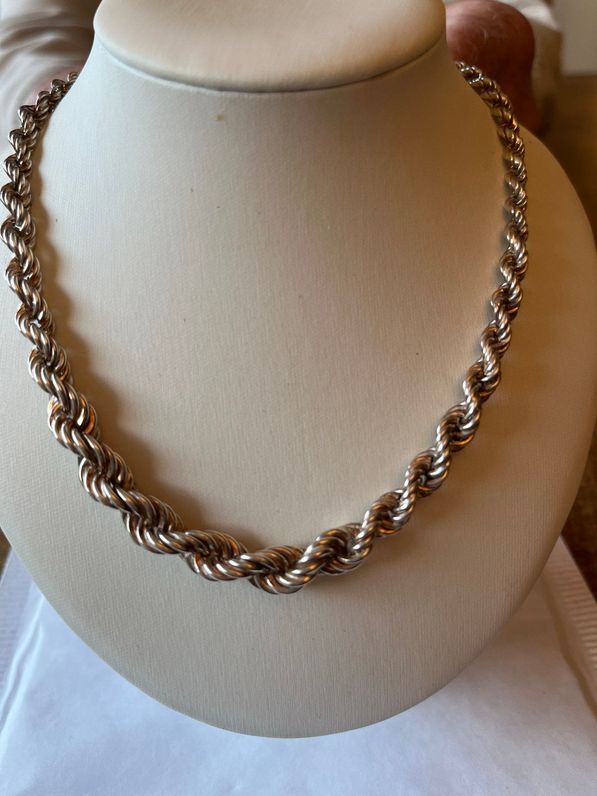 Fraai Zilveren Koord Collier - 47 cm, Verzenden, Zo goed als nieuw, Zilver, Zilver