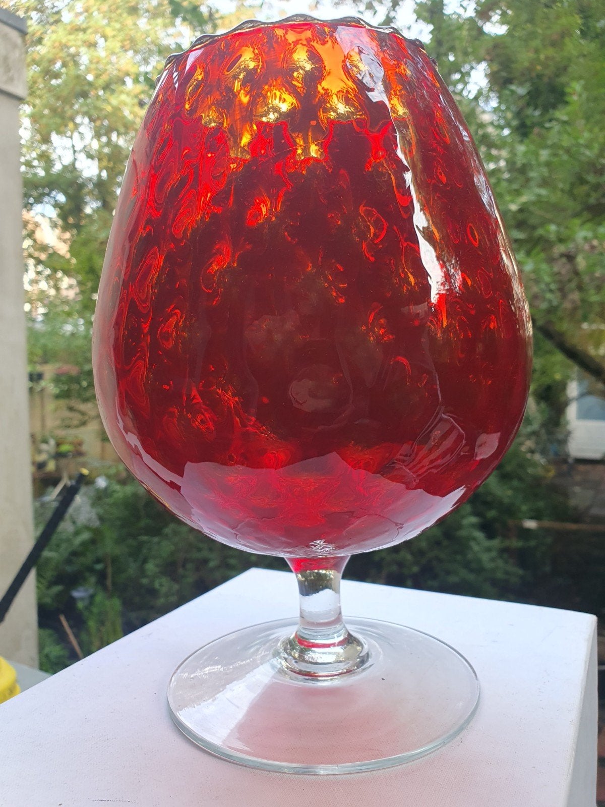 Vintage Empoli 'cognac' vaas, h. 24cm., Ophalen of Verzenden