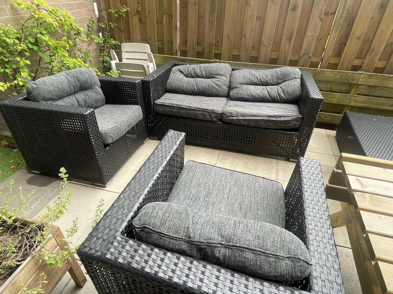 Loungeset Bellagio met kussens, Ophalen, 4 zitplaatsen, Kunststof, Gebruikt