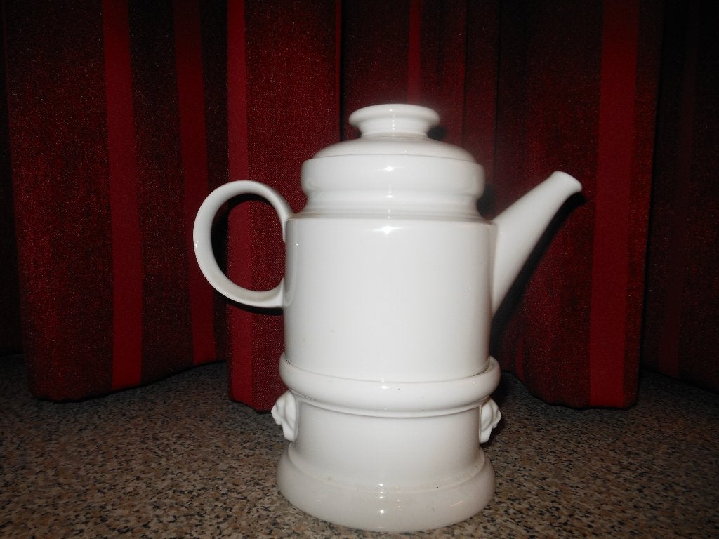 Witte theepot met theelichtje - Zo goed als nieuw, Zo goed als nieuw, Steen/keramiek, Wit, Overige merken