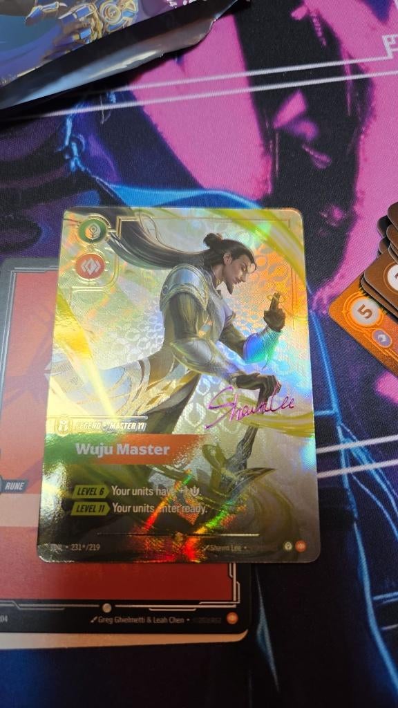 Riftbound Signed Wuju Master Yi, Ophalen of Verzenden, Nieuw, Losse kaart, Foil