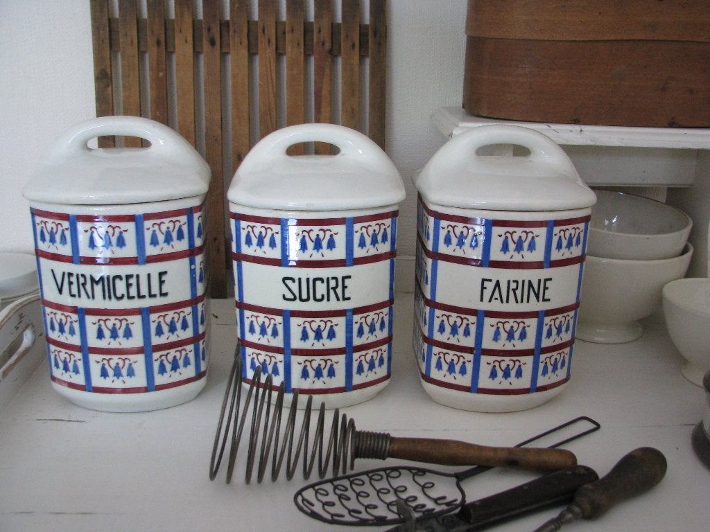 Set van 3 franse brocante voorraadpotten / voorraad potten, Antiek en Kunst, Ophalen of Verzenden